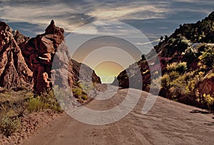 Sunset over Cottonwood Road in Grand Staircase