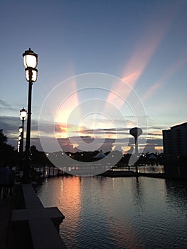 The Sunset over the Cranes Roost in Altamonte Springs, Florida.