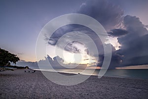 Sunset over Cuban beach