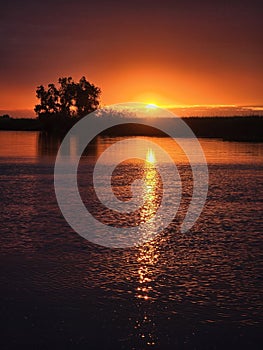Sunset over Danube Delta, scenery view