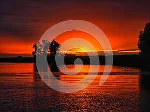 Sunset over Danube Delta, scenery view