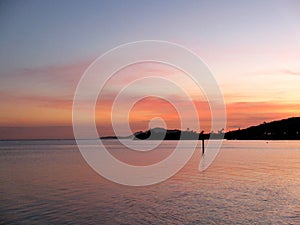 Sunset over Diamond Head Crater in Hawaii Kai