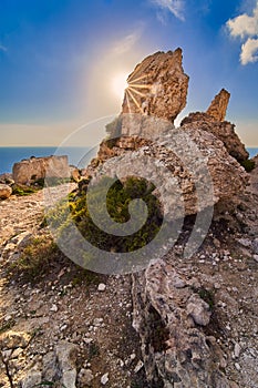 Dingli Cliffs, Malta, sunset, rock