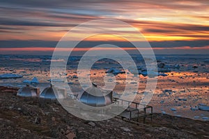 Sunset over Disko Bay, Greenland photo