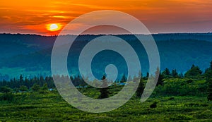 Sunset over Dolly Sods Wilderness, Monongahela National Forest,