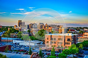 Sunset over Downtown Greenville South Carolina SC Skyline photo