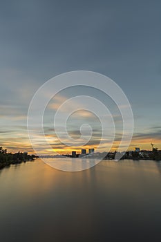 Sunset over Downtown Umea, Sweden