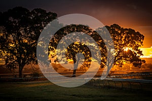 Sunset over an empty race course at Gulgong NSW Au