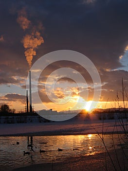 Sunset over the factory 1