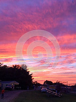 Sunset over fairgrounds