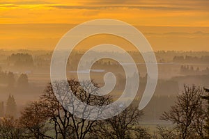 Sunset over Farmland in rural Oregon