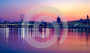 Sunset over Ferris wheel