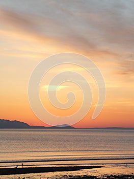 Sunset over the Firth of Clyde looking towards Isle of Arran