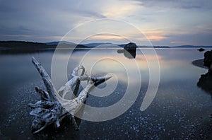 Sunset over firth of Ropotamo river