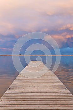 Sunset over the Fishing Dock with cumulonimbus clouds