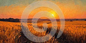 Sunset over Golden Fields A Stunning Nature Scene