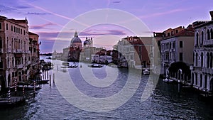 Sunset over Grand Canal and Basilica di Santa Maria della Salute, Venice, Italy