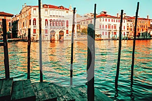 Sunset over Grand Canal in Venice, Italy.