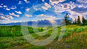 Sunset over the Grand Teton mountain range