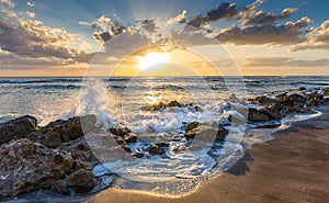 Sunset over Gulf of Mexico from Caspersen Beach in Venice Florida