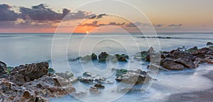 Sunset over Gulf of Mexico from Caspersen Beach in Venice Florida