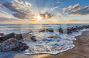 Sunset over Gulf of Mexico from Caspersen Beach in Venice Florida