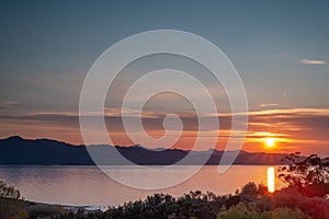 Sunset over the Gulf of Saint Florent, Corsica