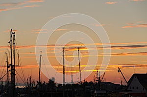 Sunset over the harbor of Steveston