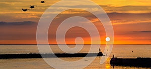 Sunset over the Harbour of Hirtshals