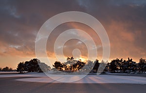 Sunset over Hatchet Pond, New Forest, UK