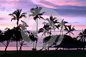 Sunset over Hawaii beach