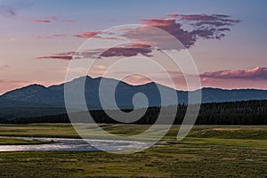 Sunset Over Hayden Valley and Yellowstone River