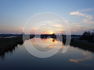 Sunset over the Hennipsloot in Zevenhuizen