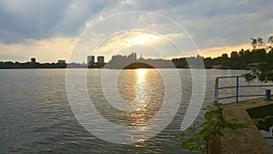 Sunset over Herastrau Lake in Bucharest