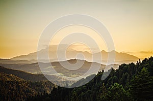 Sunset over high tatras