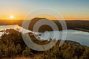 Sunset over the hills of a former coal mine near the Belgium city of Maasmechelen. This area has been redesigned into an amazing n