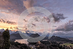 Sunset over Hohenschwangau Castle