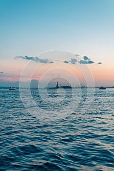 Sunset over the Hudson River from Battery Park, Manhattan, New York City