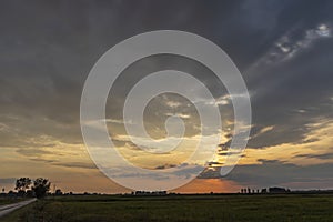 sunset over Hungarian Pusta, Hungary