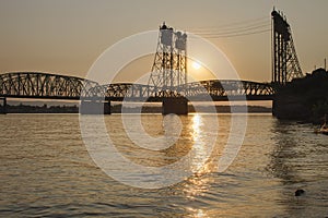 Sunset Over I-5 Columbia Crossing Bridge