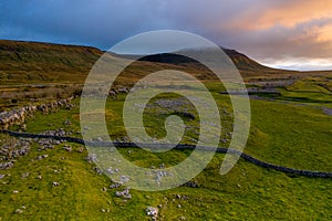 Sunset over Ingleborough is the second-highest mountain in the Yorkshire Dales