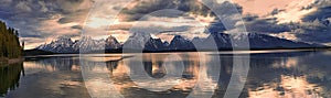 Sunset over Jackson Lake in Grand Tetons National Park