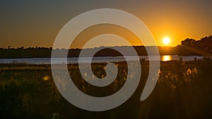 Sunset over the James River in historic Virginia