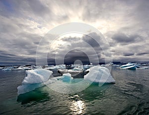 Sunset over Jokulsarlon lake