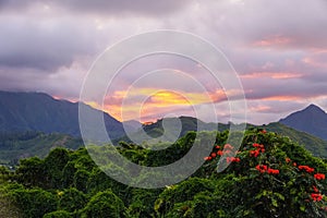 Sunset over the Koolau Mountains