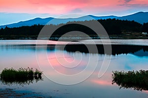 Sunset over a lake