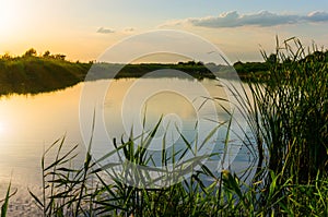 Sunset over lake