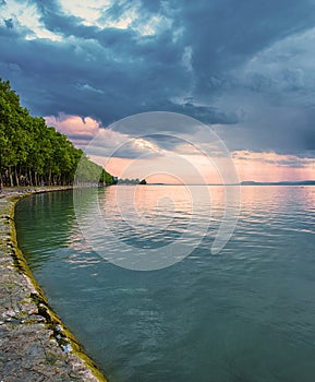 Sunset over lake Balaton