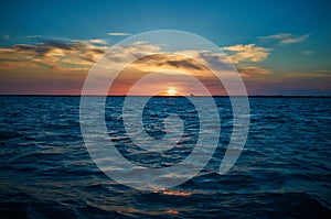 Sunset over lake Balkhash