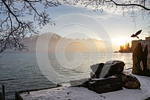 Sunset over Lake Geneva.